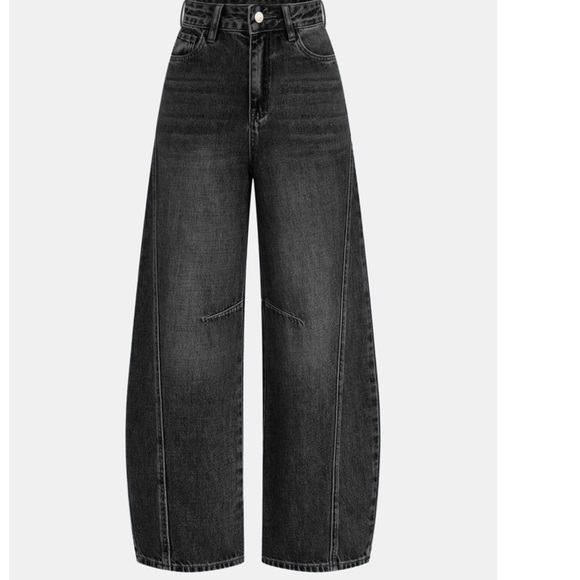 NWT COMMENSE Black Denim Curved Leg Jeans Size Small - Picture 10 of 11